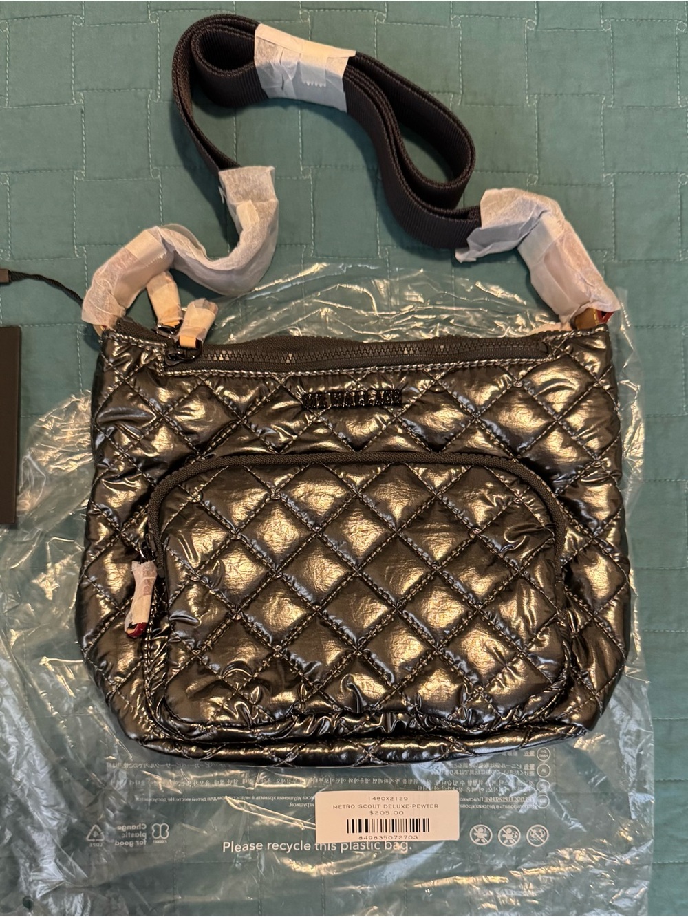 NWT MZ Wallace Metro Scout Deluxe Pewter Metallic $205